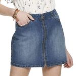 REWASH Juniors  Vintage Reunion Full Front Zip Denim Jean Mini Skirt Size 5/27 Photo 0