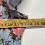 Torrid  Size 1 Blue Tank Top Blouse Pink Floral V Neck Baby doll Top Photo 3