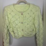 Faux Mohair Knitted Sweater Short Cardigan Fluffy size small Green Photo 0