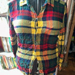 American Eagle  plaid flannel S boyfriend button down shirt Photo 0