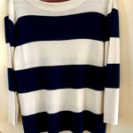 Neiman Marcus  Navy Blue  and Crean Stripe , Bateau Cashmere blend Sweater W-XL Photo 0