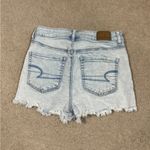 American Eagle  light wash super high rise shortie blue shorts in size 2 Photo 1