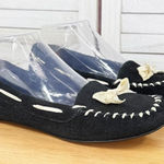 Banana Republic  Suede Moccasin Shoes Cream Bow Black 7 Flats Photo 0