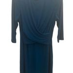 Eliza J  Teal Drape Cross Front Size 12 Long Sleeve Dress. Photo 6