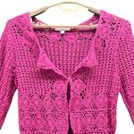 Liz Claiborne  Vintage Crochet Boho Cardigan‎ Pink Medium Photo 2