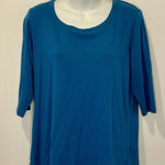 Peruvian Connection  Blue Scoop Neck 3/4 Sleeve Tee Size XL EUC!!! Photo 0