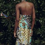 ZARA dress maxi Multicolor Halter printed satin effect casual wedding party Photo 6