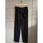 Tribal Wide Leg Pleated Pant with Sash in Black size L Size L Photo 1