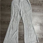 Aerie Gray Ribbed Knit Flare Lounge Pants Medium Elastic Waist Casual Comfy Med Photo 0