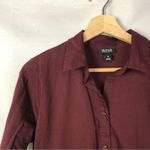 a.n.a  Burgundy Red High Low Button Down Long Sleeve M Photo 3
