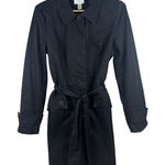 Ann Taylor Loft Black Cotton Blend Trench Coat Belted Womens Size 6 Photo 0