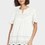 Knox Rose Eyelet Flutter Short Sleeve Blouse White Size Small Photo 0