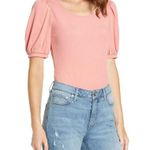 Rachel Parcell ✨ Ribbed Puff Sleeve Peachy Sz Medium Tee✨ Photo 0