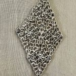 White House | Black Market Long Silvertone Pendant Necklace with Gray Stones & Tas Photo 4