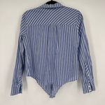 J. Crew Blue White Stripe Button‎ Front Tie Shirt Size Small Preppy Academic Photo 2