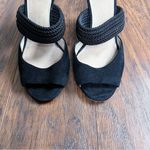 Max Mara • d'orsay wedge heels black suede braided jute open toe sandal Photo 2