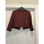 Karl Lagerfeld  Paris Tweed Open Front Blazer Women Size Medium Black Red Jacket Photo 3