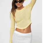 Princess Polly NEW  Sydelle Yellow Knit Stretch Long Sleeve Crop Top Size 2 Photo 0