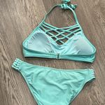 Mossimo Teal Criss Cross Neck Halter Medium Bikini Top & Bottoms Set Photo 1