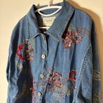 Tantrums Embellished Denim Floral Button Front Jacket 1X Blue Photo 1