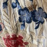 Johnny Was  embroidered floral striped long sleeve button up blouse tunic size M Photo 2