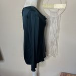 Ecru • moreau drape front silk top - dark forest Photo 2