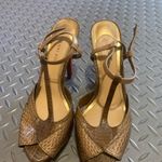 Gianni Bini  suede tan snakeskin heel with strap spring boho glam party platform Photo 3