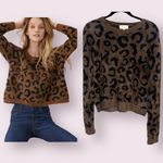 Bella Dahl Fuzzy Leopard Print Sweater From Revolve Brown Black Size Small Photo 1
