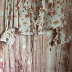 Free People White Amanda Ruffle Long Sleeve Wrap Orange Floral Top Photo 4