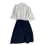 Vintage WILLI White Navy Blue SHIRT DRESS SZ 6 3/4 Sleeve Collar 70's/ 80's Photo 1