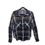 Free People  Wesley Plaid Black Taupe Linen Blend Button Down Shirt Sz M … Photo 2