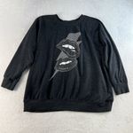 Torrid  1X Lips Hell Raiser Burnout Sweatshirt Grey Long Raglan Sleeve Crew Neck Photo 2