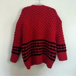 ZARA  Oversized Chunky Knit Cardigan Red Black Medium Photo 5