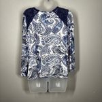 Harper 241 Blue White Paisley Blouse Size Large Photo 1