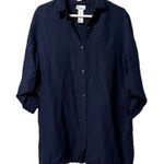 Tommy Bahama  Shirt Dress Button Linen Blend Navy‎ Beach Travel Cruise Vacation Photo 0