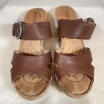 Born Sea Brown Leather Women's Cork Wedge Platform Sandal 8 39 Boho Retro B76806 Photo 2