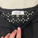 Calvin Klein Slubbed Eyelet Yoke Back Linen Casual Short Sleeve Top Womens Small Photo 2