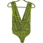 ZARA  Neon Green And Brown Deep V Bodysuit Size Medium NWT Photo 2