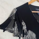 Vintage Y2K Eva Blue Black Floral Beaded V Neck Dress Women's Size 10 Photo 3