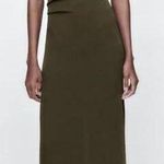 ZARA  Womens Career Work Modest Draped Ruched Side Sleeveless Midi Dress Size M Photo 0