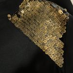 Madewell Black Silk & Gold Sequin Shoulder Accent Back Ribbon Cutout Dress Photo 11