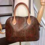 ETRO MILANO Red Paisley Top Zipper Dome Shaped Crossbody Shoulder Bag Authentic Photo 3