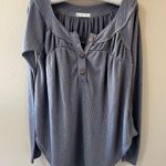 We The Free People Must Have Henley Thermal Waffle Shirt Top XS Extra Small Gray Photo 0
