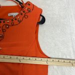 Sandra Darren Orange Sheath Midi Dress with Cutout Crew Neck Photo 6