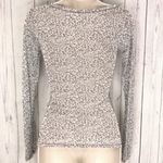 EXPRESS semi sheer long sleeve animal print scoop neck pullover top gray white Photo 1