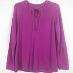 Dana Buchman  V-Neck Ruffled Pullover Knit Sweater Size Medium Photo 0