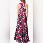 Fame and Partners  Floral-Print A-Line‎ Halter Gown Maroon Sz 2 Formal Prom Party Photo 1