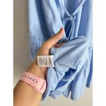 Hunter & Brown Women’s XL Blue Linen Blend Square Neck Tie Front Peasant‎ Dress Photo 11