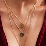 Disc Pendant Casual Layered Necklace Gold Photo 0