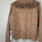 Lumiere Wild Out Bandana Fringe Cardigan. Tan Size L Photo 7
